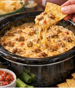 3-Ingredient Slow Cooker Sausage Cheese Dip