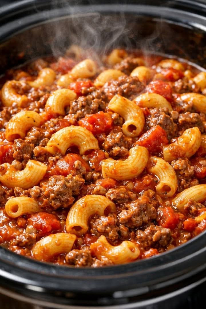 American Chop Suey In Slow Cooker