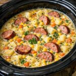Amish Sausage Chowder in the slow cooker