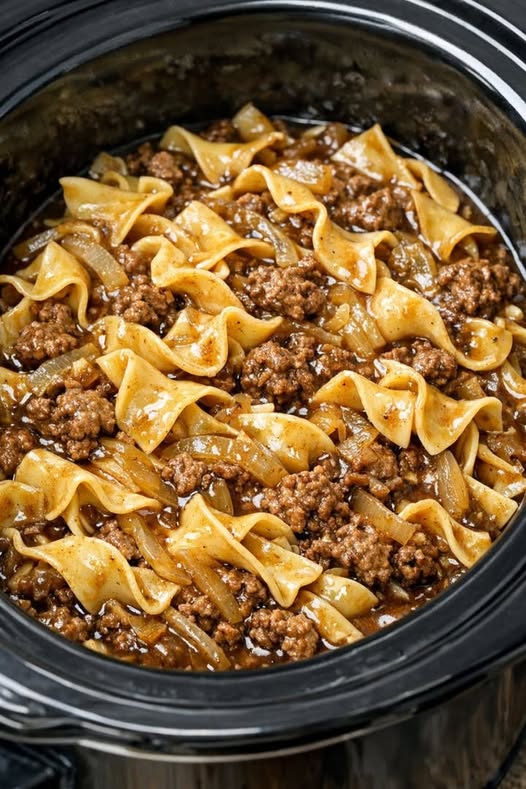 Beefy Onion Noodles Slow Cooker