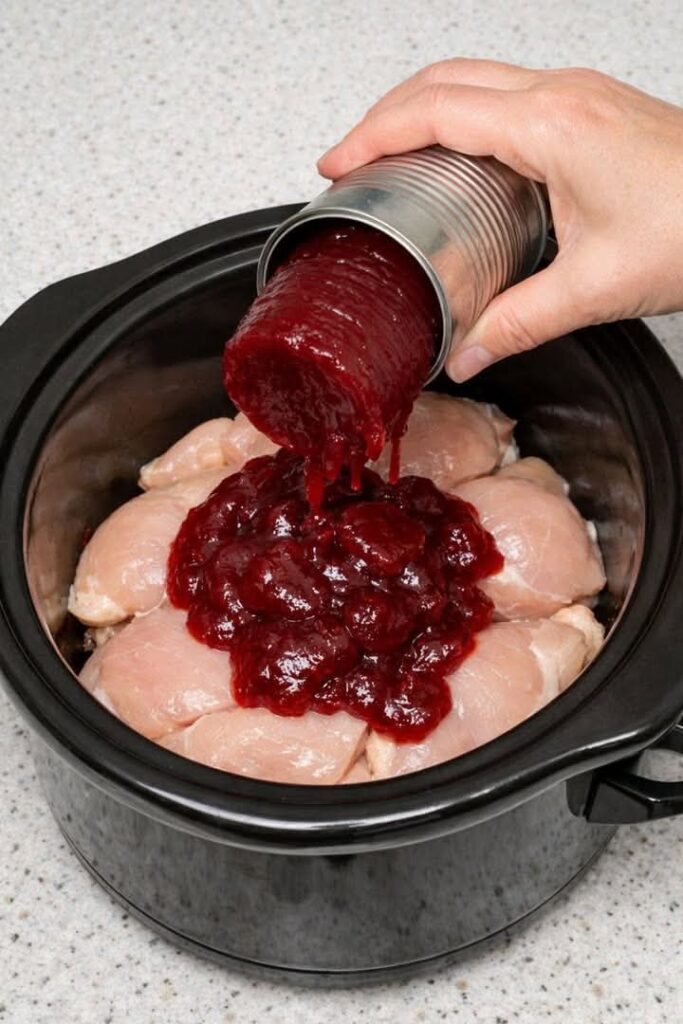 Cranberry Chicken in the Slow Cooker 3 Ingredients