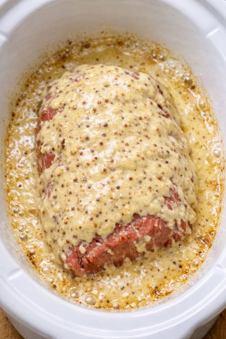 Creamy Mustard Corned Beef In Slow Cooker 