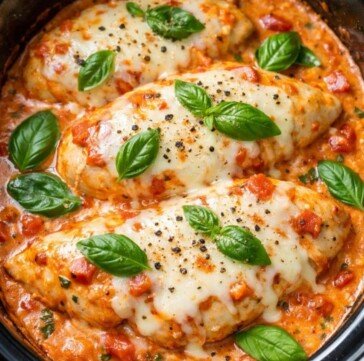 Creamy Tomato Basil Chicken In Slow Cooker