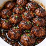 Dark Stout Pork Meatballs in the Slow Cooker