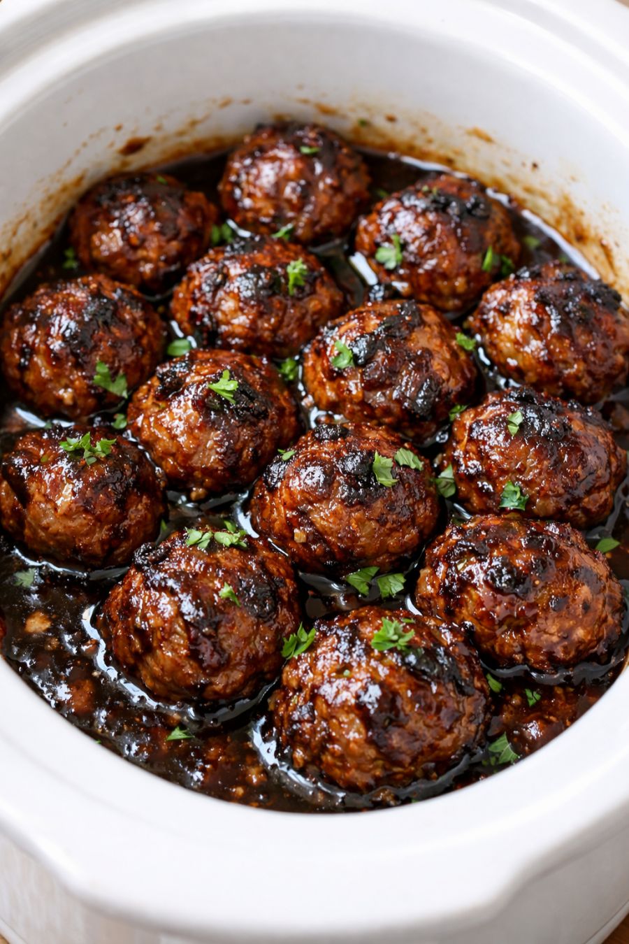 Dark Stout Pork Meatballs in the Slow Cooker