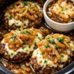 French Onion Burger Steaks Slow Cooker