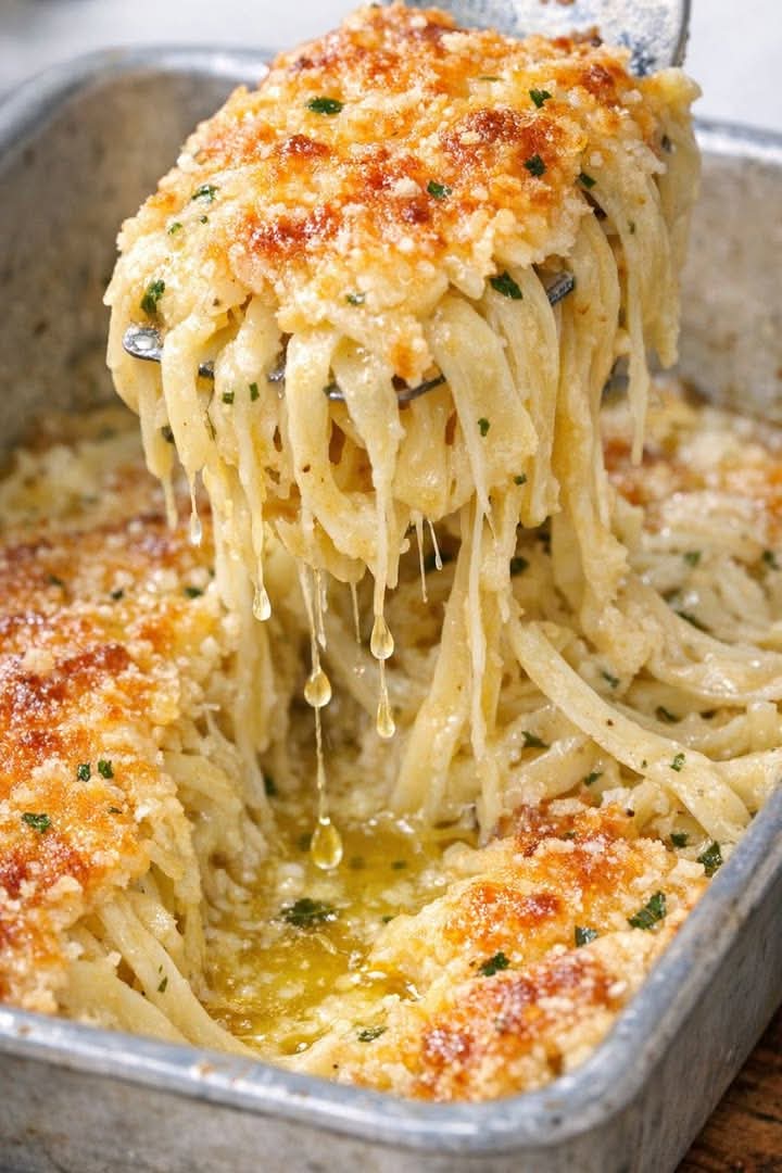 Garlic Parmesan Baked Noodles
