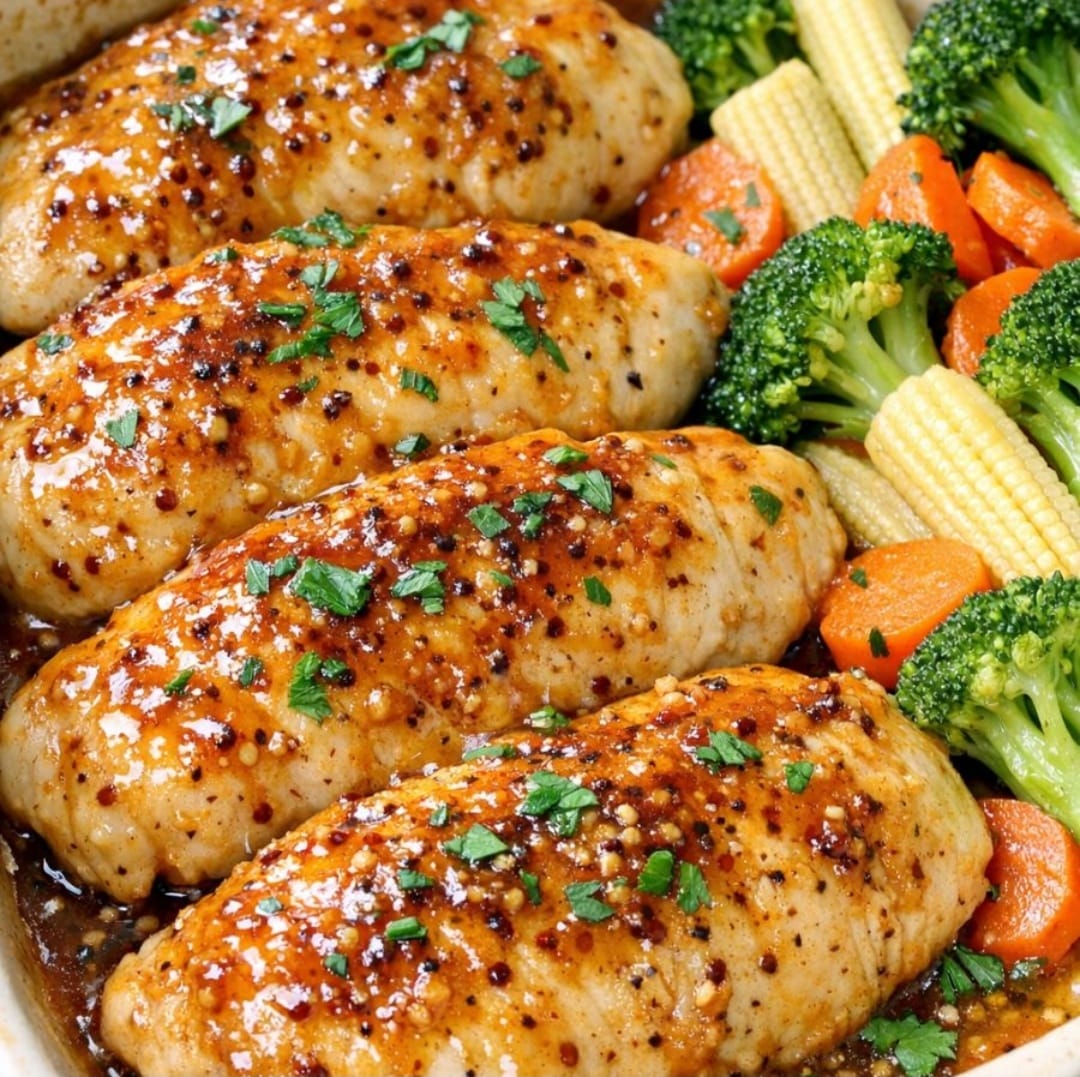 Honey Mustard Chicken in the Slow Cooker with 3 Ingredients