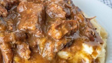 Mushroom Cube Steak and Gravy In Crock Pot