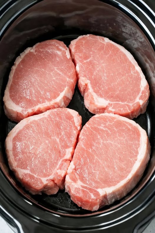 Mushroom Gravy Pork Chops Slow Cooker 3-Ingredient