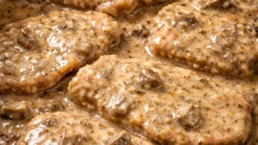Mushroom Gravy Pork Chops Slow Cooker 3-Ingredient