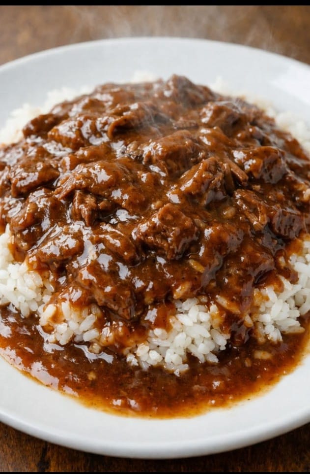 Rice and Gravy In Slow Cooker 3 Ingredients