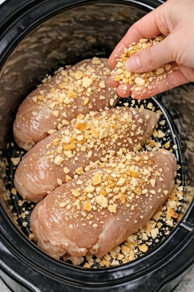 Ritz Cracker Chicken Creamy In Slow Cooker With 4 Ingredients