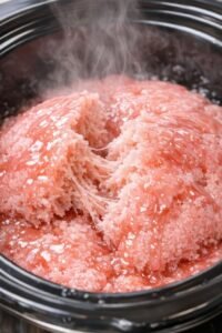 Rose Pink Spongy Dessert in a Slow Cooker