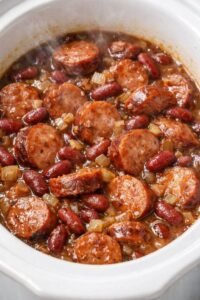 Sausage and Beans In Slow Cooker 4 Ing