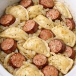 Sausage and Pierogies In Slow Cooker 4 Ingredients