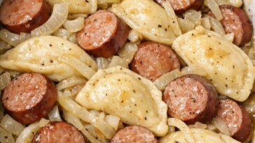 Sausage and Pierogies In Slow Cooker 4 Ingredients