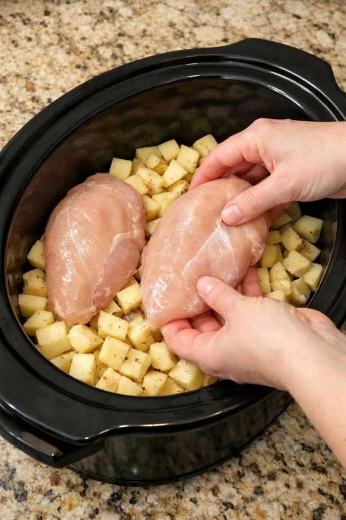 Slow Cooker Amish Potato Bake Chicken