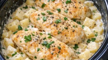 Slow Cooker Amish Potato Bake Chicken