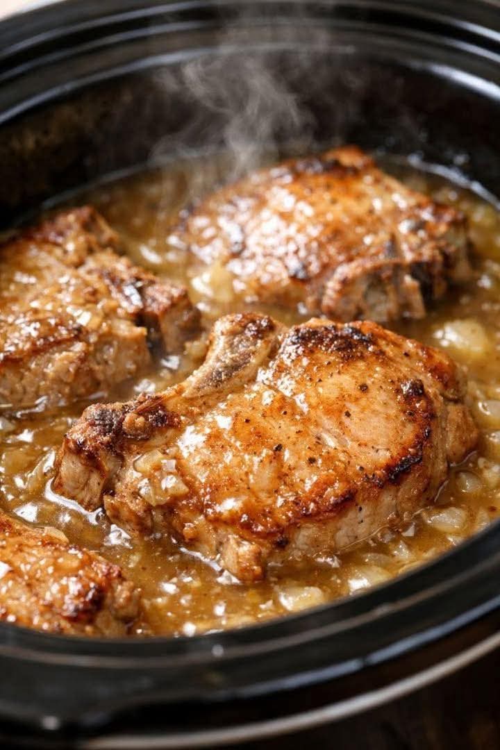Slow Cooker Smothered Pork Chops