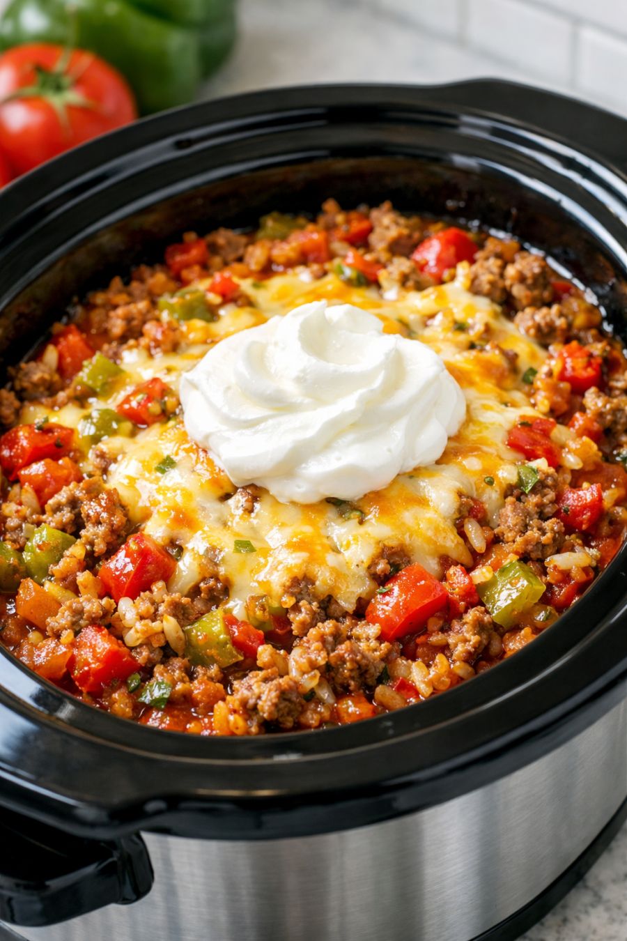 Slow Cooker Stuffed Pepper Filling 5 Ingredients