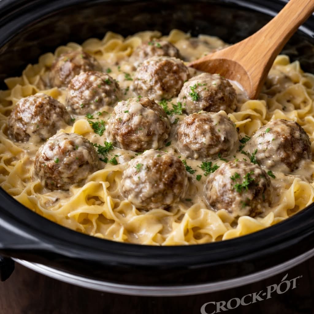 Swedish Meatball Pasta in Crockpot
