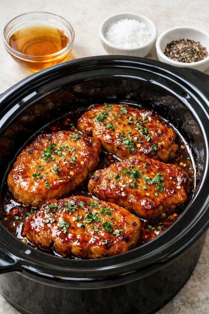 Amish Maple Pork Chops Slow Cooker