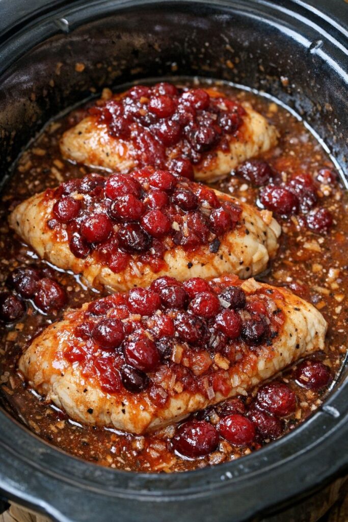 Amish-Style Cranberry Chicken Slow Cooker 4-Ingredient