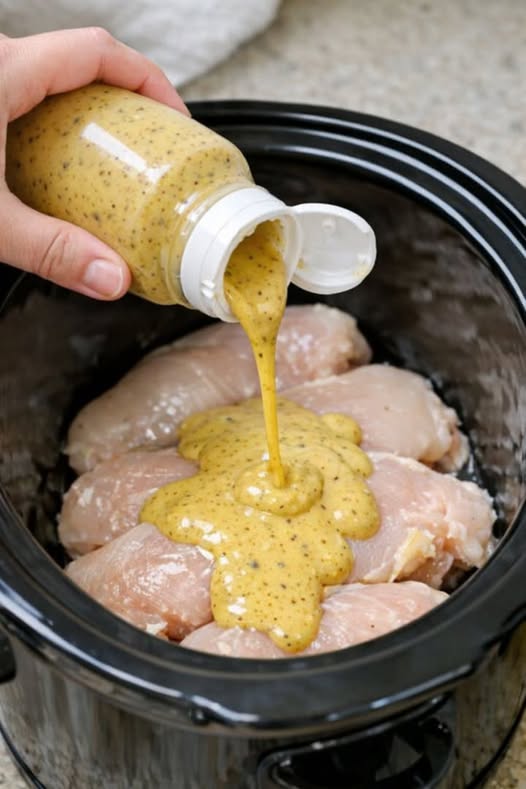Amish-Style Honey Mustard Chicken Slow Cooker 4-Ingredient