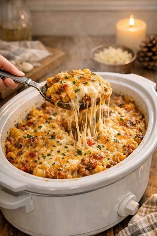 Baked Mostaccioli Slow Cooker 4-Ingredient