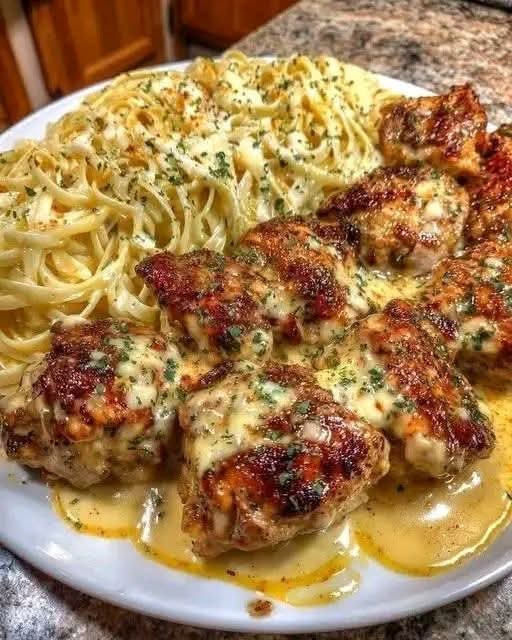 Butter Chicken & Linguine in Alfredo Sauce