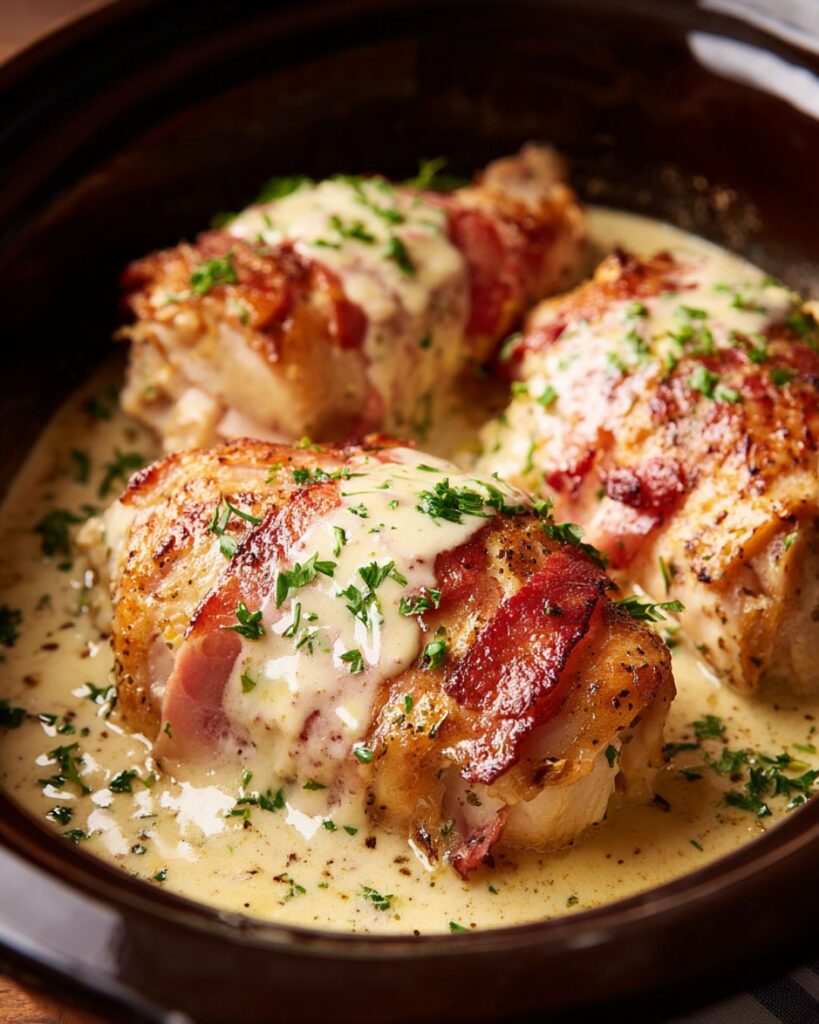 Chicken Cordon Bleu-5-Ingredient In Slow Cooker