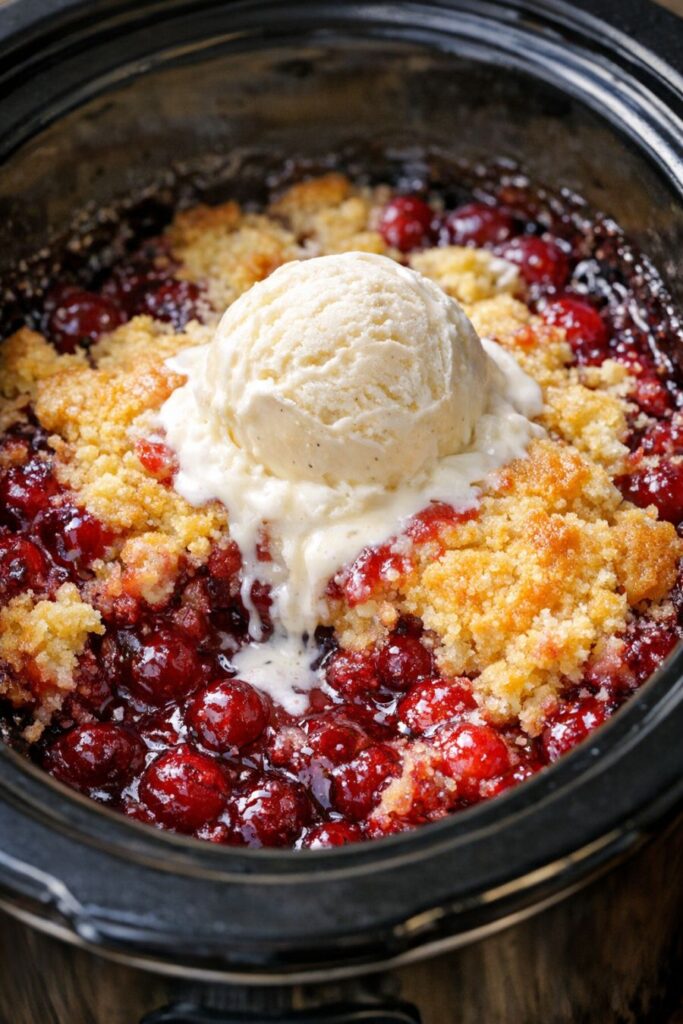 Cranberry Cobbler 3-Ingredient In Slow Cooker