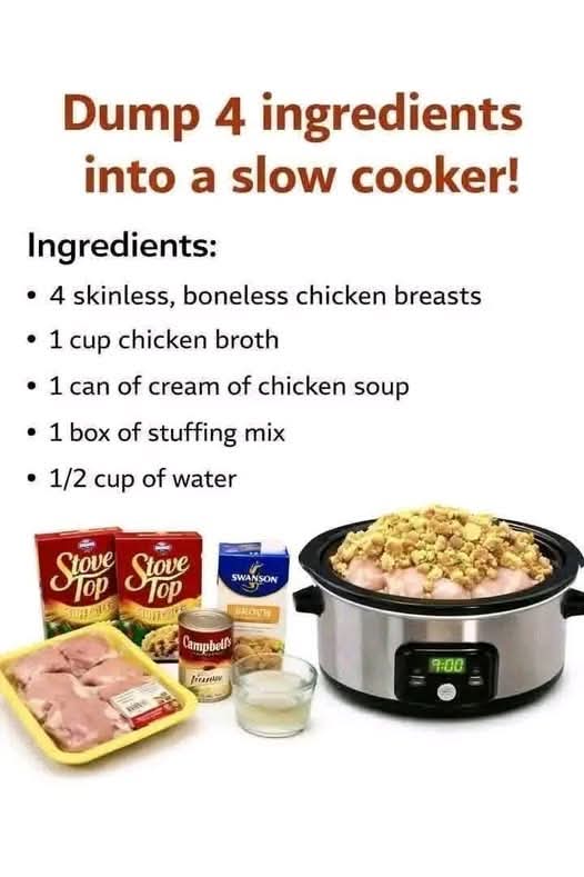 Dump 4 ingredients into a slow cooker!