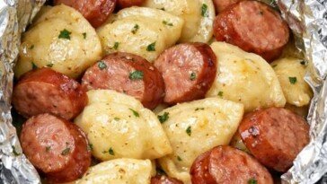 Foil Pack Sausage & Pierogies Slow Cooker