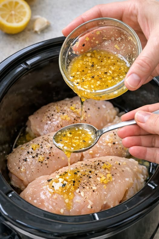 Honey Lemon Pepper Chicken Slow Cooker