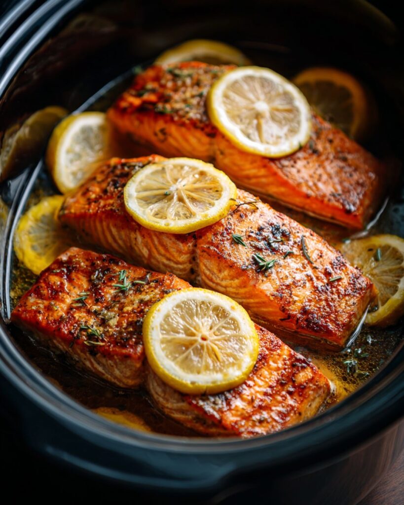 Lemon Butter Salmon (on Parchment) Slow Cooker