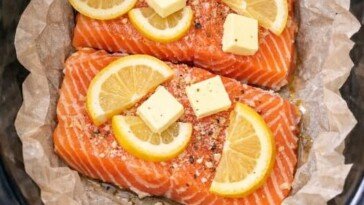 Lemon Butter Salmon (on Parchment) Slow Cooker