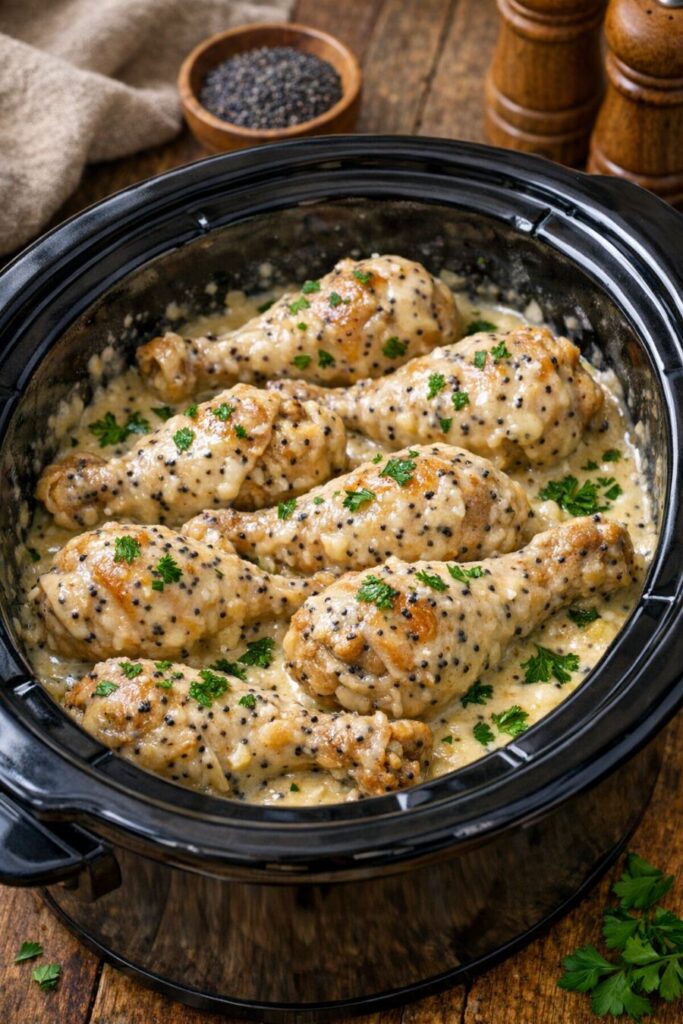 Poppy Seed Chicken Drumsticks - Slow Cooker - 4-Ingredient -Amish-Style