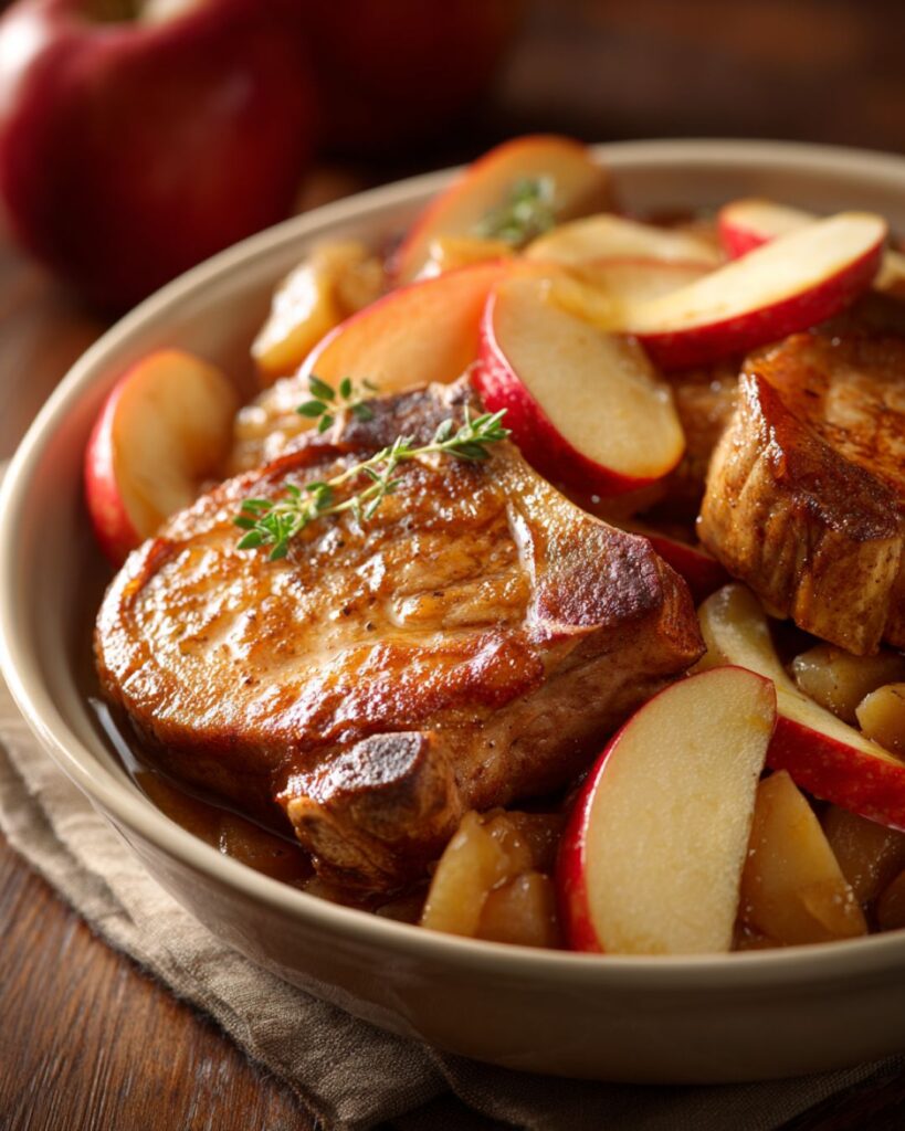 Pork Chops and Apples 4-Ingredient Slow Cooker
