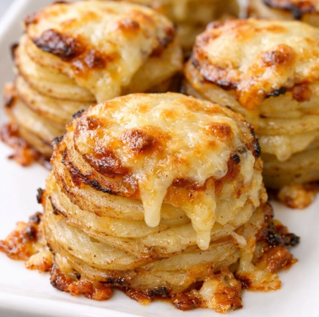 Potato Cheese Piles Oven Backed