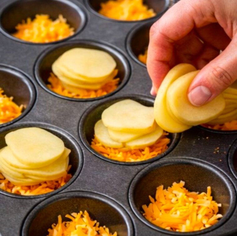Potato Cheese Piles Oven Backed