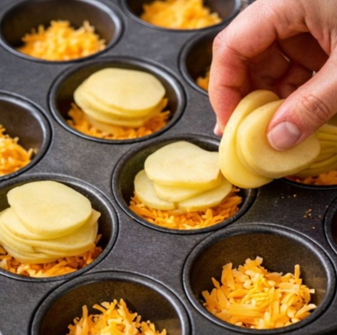 Potato Cheese Piles Oven Backed