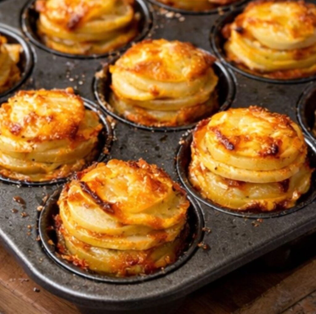 Potato Cheese Piles Oven Backed