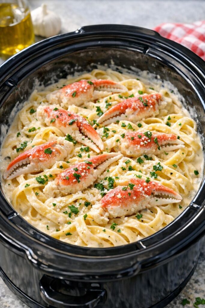 Slow Cooker Crab Alfredo 4-Ingredient
