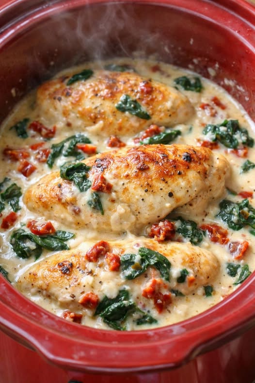 Slow Cooker Tuscan Cream Chicken