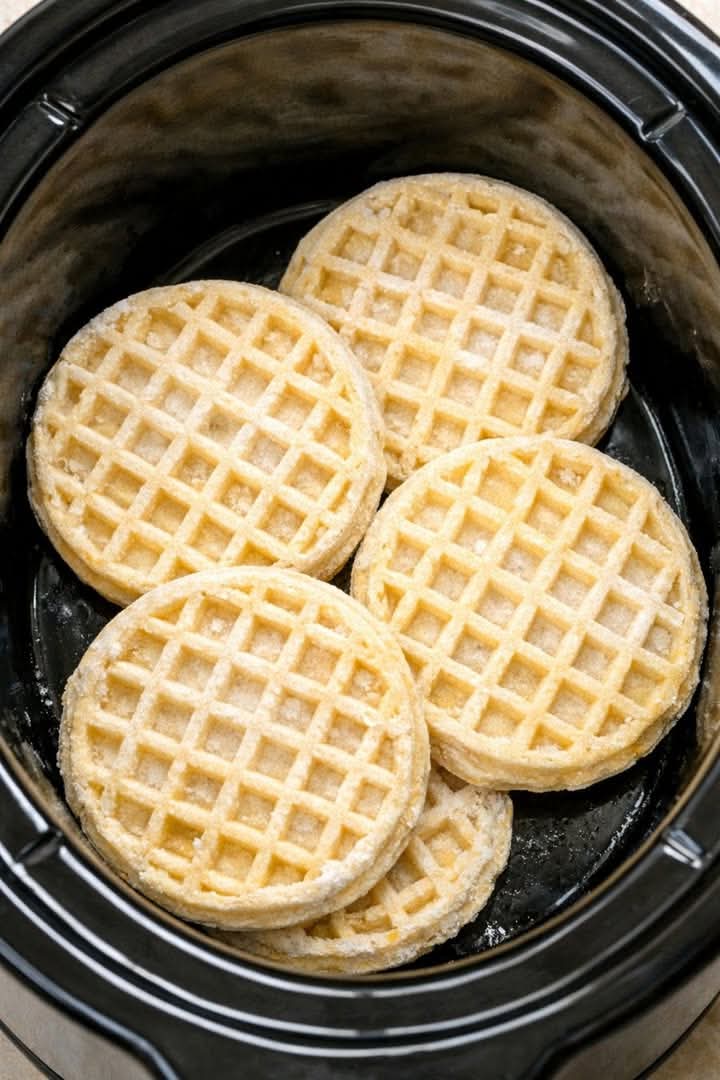 Slow Cooker Waffle Pudding Magic 4-Ingredient