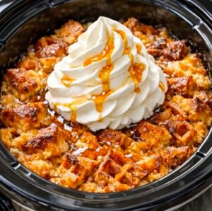 Slow Cooker Waffle Pudding Magic 4-Ingredient