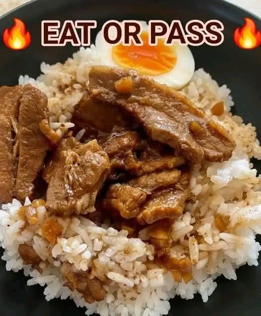 Soy Braised Beef over Steamed Rice with Soft-Boiled Egg