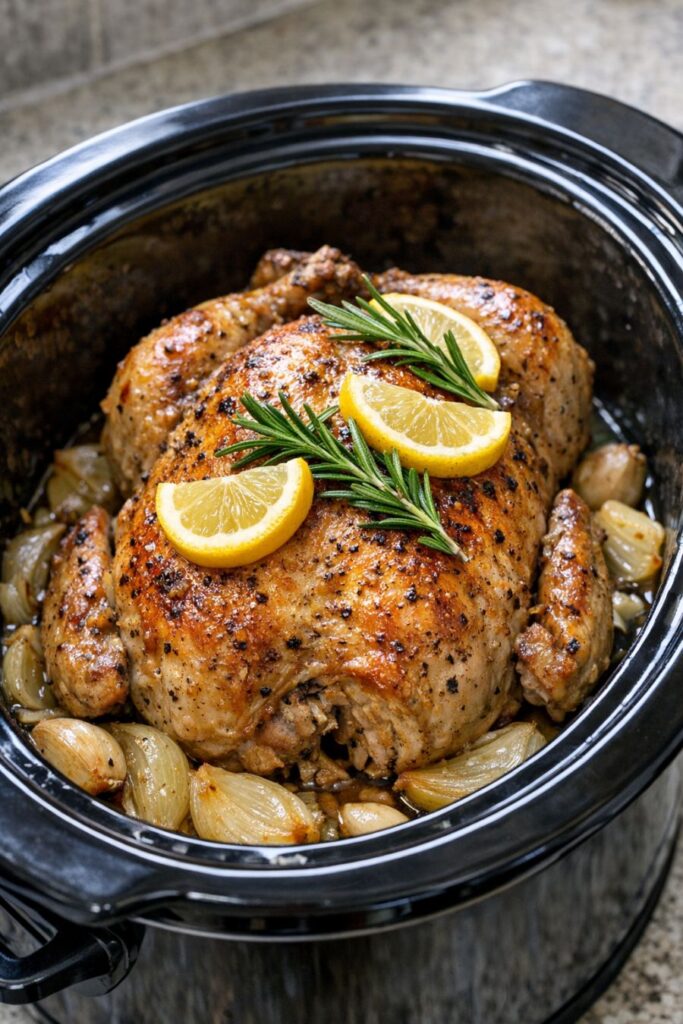 Whole Roast Chicken In Slow Cooker 5-Ingredient